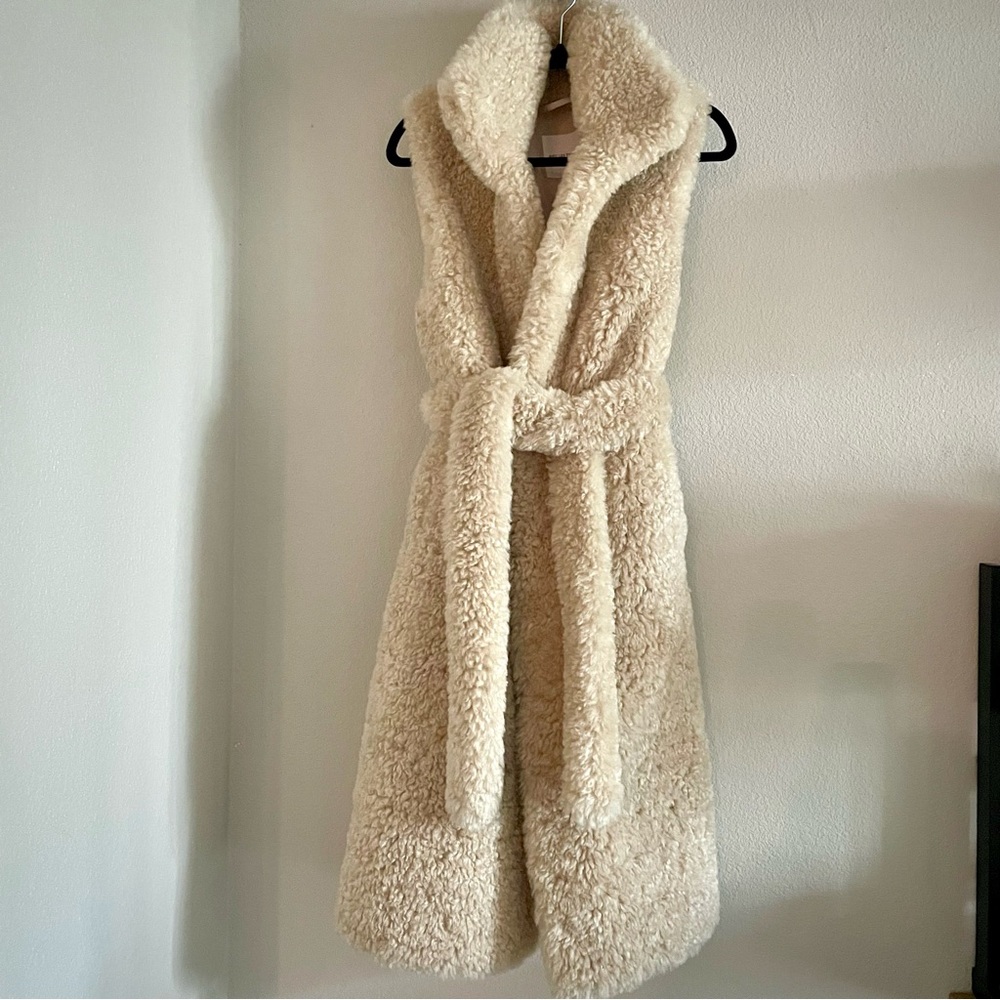 Avec Les Filles Faux Fur Teddy Belted Longline Vest Sz S